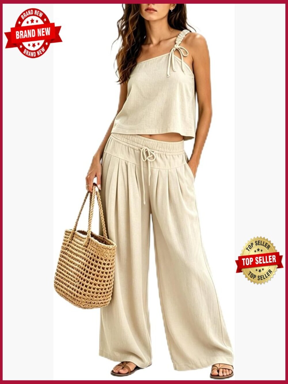 2 Piece Lounge Set Wide Leg Pants with Pockets Matching Travel Outfits